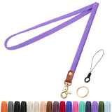 Fishent Stretchy Thin Lanyards for Keys ID Badges, Cute Long Teacher Neck Key Lanyard Keychains for Women Men Wallet Phone(Laven