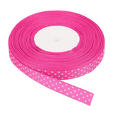 MECCANIXITY Grosgrain Ribbons 50 Yards 5/8 Inch Rose Red with White Dots Ribbon Bow Decoration for Crafts Gift Wrapping Wedding