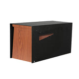 Ilyapa Modern Mailbox for Post Mount - Black Powder Coated Metal Mailbox with Ash Wood Door - Waterproof for Parcels, Recessed M
