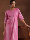 Libas Women'S Cotton Straight Kurta (29195_Pink Pink Xl