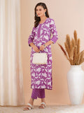 Anni Designer Women'S Rayon Blend Printed Straight Kurta With Pant (Pustak Begani-Vks01_L_Begani_Large),Begani,L,,,
