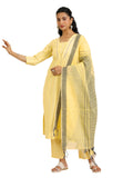 Libas Women'S Cotton Blend Kurta Sets (400566_Yellow_Xl)