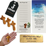 Holy Land Market 3 Olive Wood Crosses From the Holy Land - 2.5 Inch Pocket Palm Crucifix | Handmade Jerusalem, Bethlehem Israel