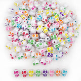 200+ Pieces 13x10mm Halloween Skull Beads for Jewelry Making Bracelets Necklaces Key Chains, White Acrylic Mixed Skeleton (Color