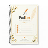 PadLet A4 Wirebound Spiral Notebook 300 Pages (150 Sheets) | 70 GSM Blank Unruled Paper | Single Spiral Binding | Table of Conte