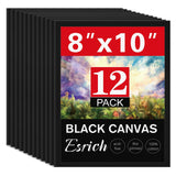 12 Pack Canvas for Painting 8x10 Inch, Black Canvas Boards for Painting Cotton Primed Acid Free Blank Canvas Panels for Oil, Acr