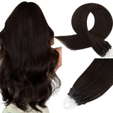 Easyouth Micro Loop Hair Extensions Dark Brown Micro Ring Hair Extensions Human Hair Brown 14 Inch 50g 50s Invisible Micro Bead