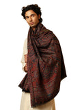 Tweedle MenS Black Ruhani Kashmiri Kani Shawl | 40 X 80 Inch | Pashmina Style Stole/Scarf For Gents