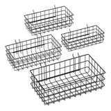 NOEAIKE 4 Pack Pegboard Baskets Hooks Set, Square Style 4 Size Peg Board Organizer Basket Bins Accessories for Workbench,Garage