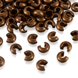 Pandahall 200pcs Brass Crimp Beads Covers 4mm Half Round Crimp Bead Knot Covers for Jewelry Making(Antique Bronze)