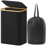Lifewit 80L Laundry Basket with Lid, Clothes Hampers with Bamboo Handles and A Removable Laundry Bag, Large Foldable Hamper for