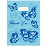 Joyhey 100 Count 11.7 x 15.7 Plastic Merchandise Bags, Shopping Retail Boutique Bags with Die Cut Handles - Blue Thank You