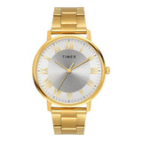 Timex Analog Watch For Man With Silver Tone Round Dial & Gold Stainless Steel Bracelet Band Water Resistant Men'S Wrist Watches