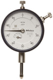 Mitutoyo 2414S Dial Indicator, #4-48 UNF Thread, 0.375 Stem Dia., Lug Back, White Dial, 0-100 Reading, 2.244 Dial Dia., 0-0.5 Ra