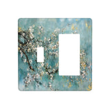 Wpshijia Abstract Flower Oil Painting 2 Gang Light Switch Covers Single Toggle Rocker Combo Wall Plate Electrical Faceplate Deco