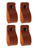 Brute Strength - Leather Drawer Pulls - Cognac - 4 pcs - 4-15/16 x 1 - Leather Handle - Leather Dresser Pulls - Cabinet knobs D