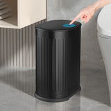 Anzoymx Bathroom Trash Cans Black Stainless Steel Small Garbage Can with Pop up Lid, 1.8 Gallons Dog Proof Narrow Wastebasket, S