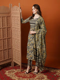 Gosriki Women'S Cotton Blend Printed Straight Kurta With Pant & Dupatta (Bigi Grey-Nw-Gs_Xl_Grey_X-Large),Grey,,B0C9QV7L76