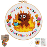 Nuberlic Cute Dog Embroidery Kits for Beginner Adults Cross Stitch Kit with Funny Animal Pattern Include Cloth Hoops Threads Nee