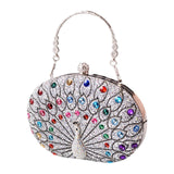 Ecomistiq Peacock Pattern Handbag Clutch For Party For Banquet Weddings Birthday Party Silver