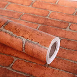 Lependor 17.71 X 118 Decorative Wallpaper Self-Adhesive Wall Paper Red Brick Printed Stick Paper Easy to Apply Peel and Stick -