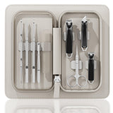 Nail Clippers Set Tweezers Scissors Manicure Grooming kit 9 in 1 with Zip Leather Case
