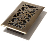 Decor Grates SPH408-A Scroll Design Floor Register, 4x8 Inches, Antique Brass Finish