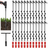 Reginary 24 Pcs Ground Anchors Screw in Tent Stakes Heavy Duty Trampoline Anchors High Wind for Camping Canopy Carport Sheds Bea