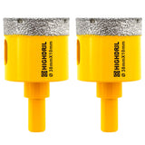 Dry Diamond Core Drill Bit,HIGHDRIL 2pcs Diameter 38mm 1-1/2 with Triangle Shank Vacuum Brazed Hole Saw for Concrete Granite Mar