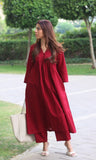 Anni Designer Women'S Rayon Viscose Solid A-Line Kurta With Pant (Anvi Red_M_Red_Medium),Red,M,,,