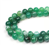 MJDCB Natural Stone Beads Green Striped Agate Round Loose Beads for Jewelry Making DIY Bracelet Necklace (12mm)