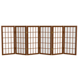2 ft. Short Desktop Window Pane Shoji Screen - Walnut - 6 Panels