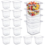 Rtteri 22 Pcs 1/6 Size Clear Food Pans Set Salad Bar Container, 6 Inch Deep