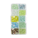 John Bead Sequins and Beads Kit APX 81g Mix 10 Types, Light Green Palette