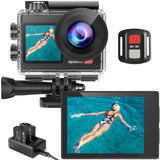 Action Camera 4K 60FPS with Touch Screen 20MP Waterproof Camera Underwater 131FT with EIS for Snorkeling Helmet Bike 170 Wide An