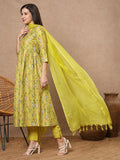 Gosriki Women'S Rayon Viscose Printed Anarkali Kurta With Pant & Dupatta (Horizon Green-Vks01-Gs_M_Green_Medium),Green,,B0DVQ2G53B