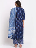 Gosriki Women'S Cotton Straight Kurta With Palazzo & Dupatta (Kpzd-Cot-10037-Blue_S-Go_Blue_Small),Blue,,B09LYJ127Y