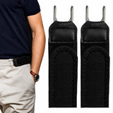 Shoshin 2 Pcs Buckle Less Belt For Men, Elastic Belt For Men, Adjustable Waist Strap, Black Hook Design Belts For Man With Activ