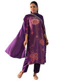 Libas Womens Printed Silk Blend Straight Kurta With Trousers And Dupatta