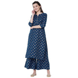 Anni Designer Women'S Cotton Straight Kurta With Palazzo (New-Blue_Xl_Blue_X-Large),Blue,XL