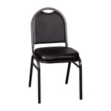 Flash Furniture HERCULES Commercial Grade 500 LB. Capacity Dome Back Stack Chair - Black Vinyl Upholstery - Silver Vein Metal Fr