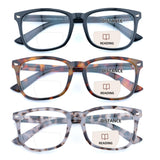 FEIVSN 3 Pack Bifocal Reading Glasses for Women Men Bi-focal Readers PC Frame Fixed Hinge Dual Focal Clear Top Eyewear,+1.50