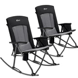 Portal Oversized Folding Rocking Camping Chair High Back Outdoor Rocker Portable for Outside Lawn Patio Travel Garden, Supports