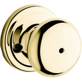 Kwikset Hancock Interior Privacy Doorknob with Lock, Door Handle for Bathroom and Bedroom, Polished Brass Keyless Turn Lock Door
