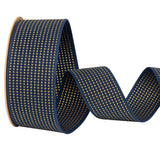USA | American Made 1-1/2 Starry Night Shimmer Striped Grosgrain Ribbon (Navy & Gold Stripe Ribbon) - 20 Yards