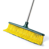 Yocada Heavy Duty Outdoor Broom Commercial Broom Garden Leaf Rake with Curved Bristles Adjustable Long Handle Indoor Outdoor for