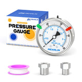 MEANLIN MEASURE 0~50Psi Stainless Steel Liquid Filled Pressure Gauge 2.5 FACE DIAL 1/4 NPT for Pool Sand Filter Water Oil Air Pr