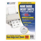 CLine 92443 Name Badge Inserts, 4 x 3, White, 60/Pack