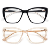 AMOMOMA Trendy TR90 Oversized Blue Light Reading Glasses Women,Stylish Square Cat Eye Glasses AM6031 C1+C7 2.5 x