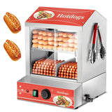 Hot Dog Steamer 28.5QT, FOHERE 2-Tier Hot Dog Machine with Bun Warmer, 175 Hot Dogs & 40 Buns Capacity, Electric Hot Dog Bun War